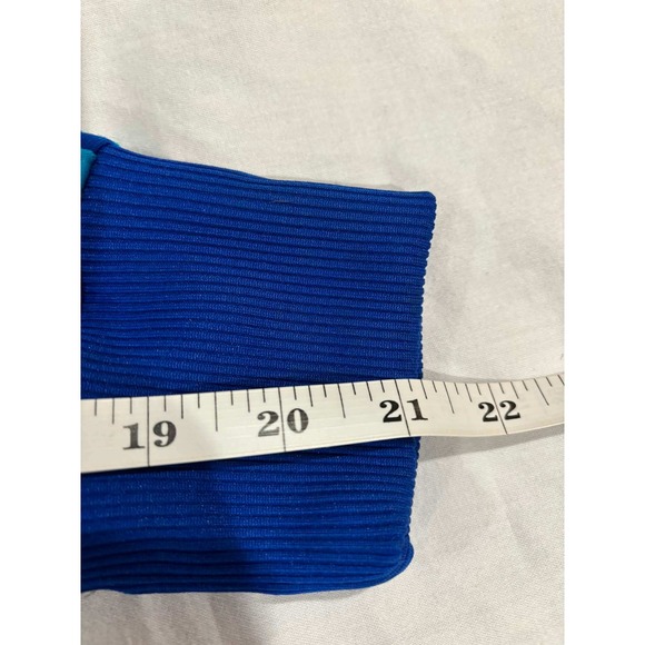 Adidas Track Jacket Blue Teal 3 Stripe Trefoil Logo Full Zip Mens Medium - Picture 9 of 10